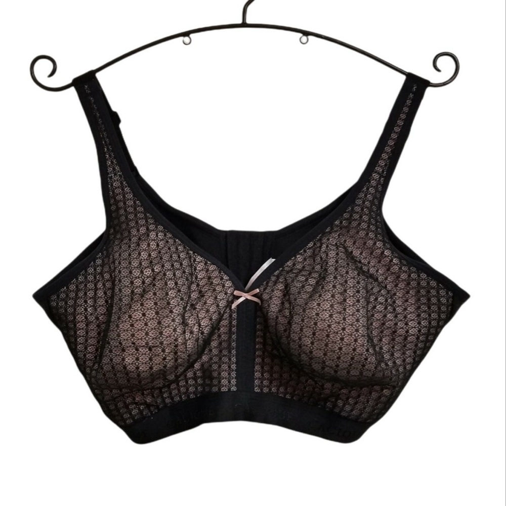Cacique Black and Pink Mesh Bra